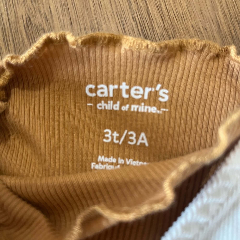 Carter's Ribbed Mustard Top with Ruffle Neck - Picture 4 of 4